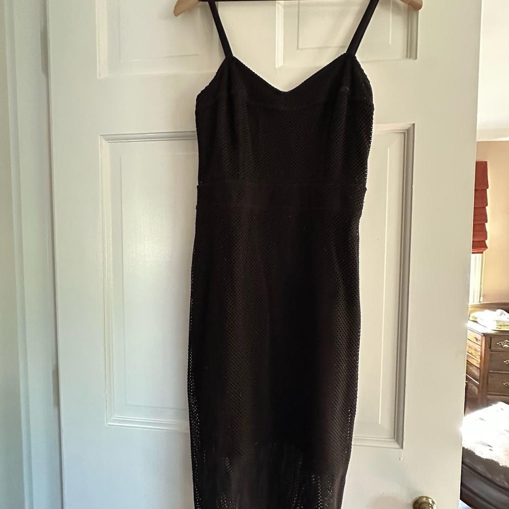 Express Black Spaghetti Strap Slip Midi Dress